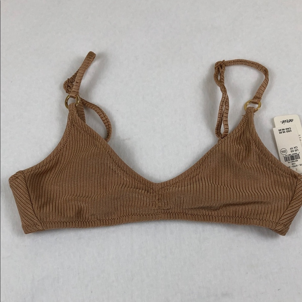 Aerie Tan Scoop Ribbed Bikini Top Sz XS (S2)